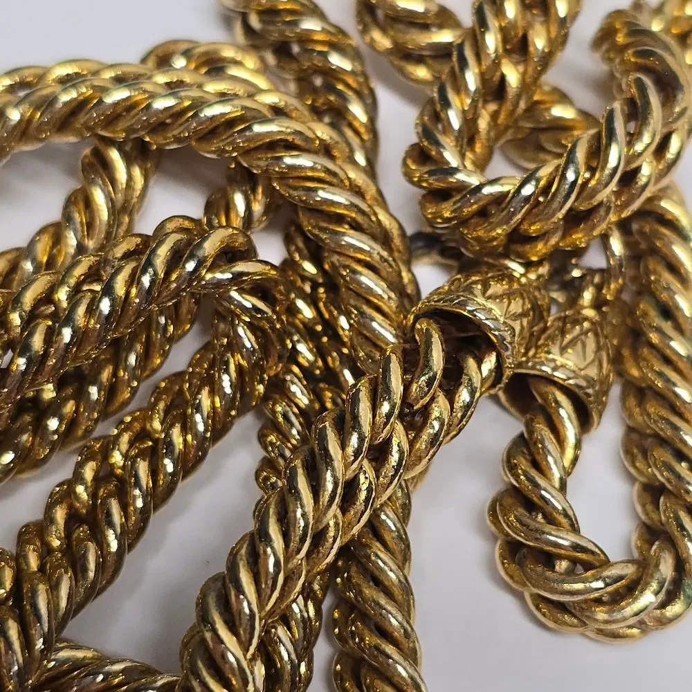 Carolee Lux Extra Long Heavy Chunky Gold Chain Necklace With Bronzallure Pendant